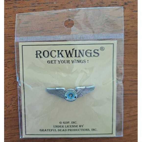 New Grateful Dead Bertha Pin Skeleton Deadhead Pilot Wings Roses Licensed Hippie - Picture 2 of 3